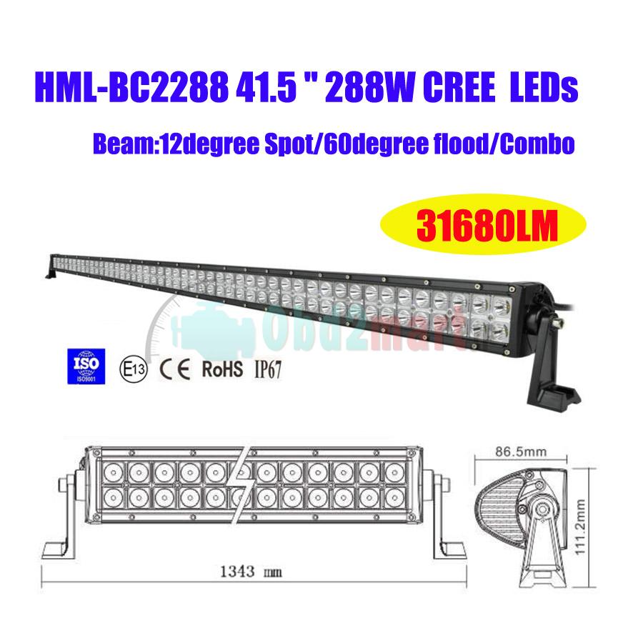 2013 288W 50 inch Led light bar FLOOD light SPOT light WORK light off road light 4wd boat white