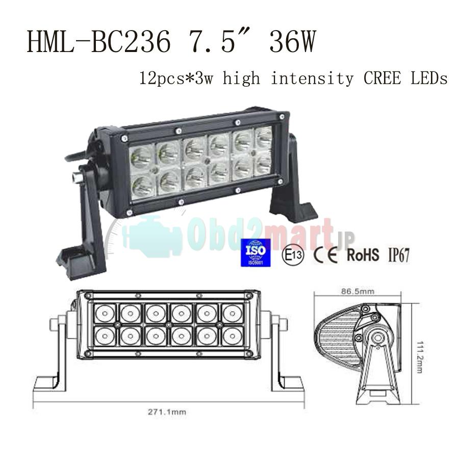 2013 36W CREE Led light bar FLOOD light SPOT light WORK light off road light 4wd boat white