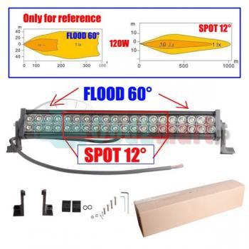 24" 120w Led Light Bar Flood Light Spot Light Work Light Off Road Light 4wd Boat 12V 24V White