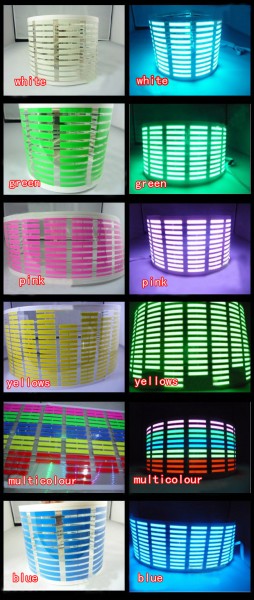 Car Sticker Music Rhythm LED Flash Light Lamp Sound Activated Equalizer 6 colors 70cm*16cm