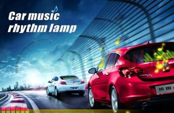 Car Sticker Music Rhythm LED Flash Light Lamp Sound Activated Equalizer 6 colors 45cm*11cm