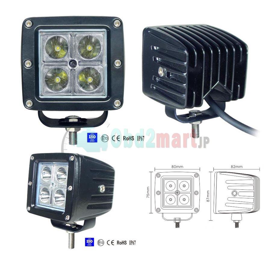 12W スポット/Flood LED Work Light OffRoad Jeep Boat Truck IP67 12V 24V