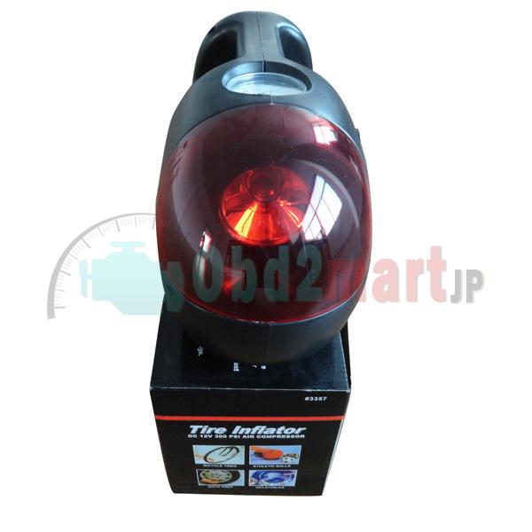 Mini Car Air Compressor Pump Inflator with Red LED Emergency Light (DC 12V)